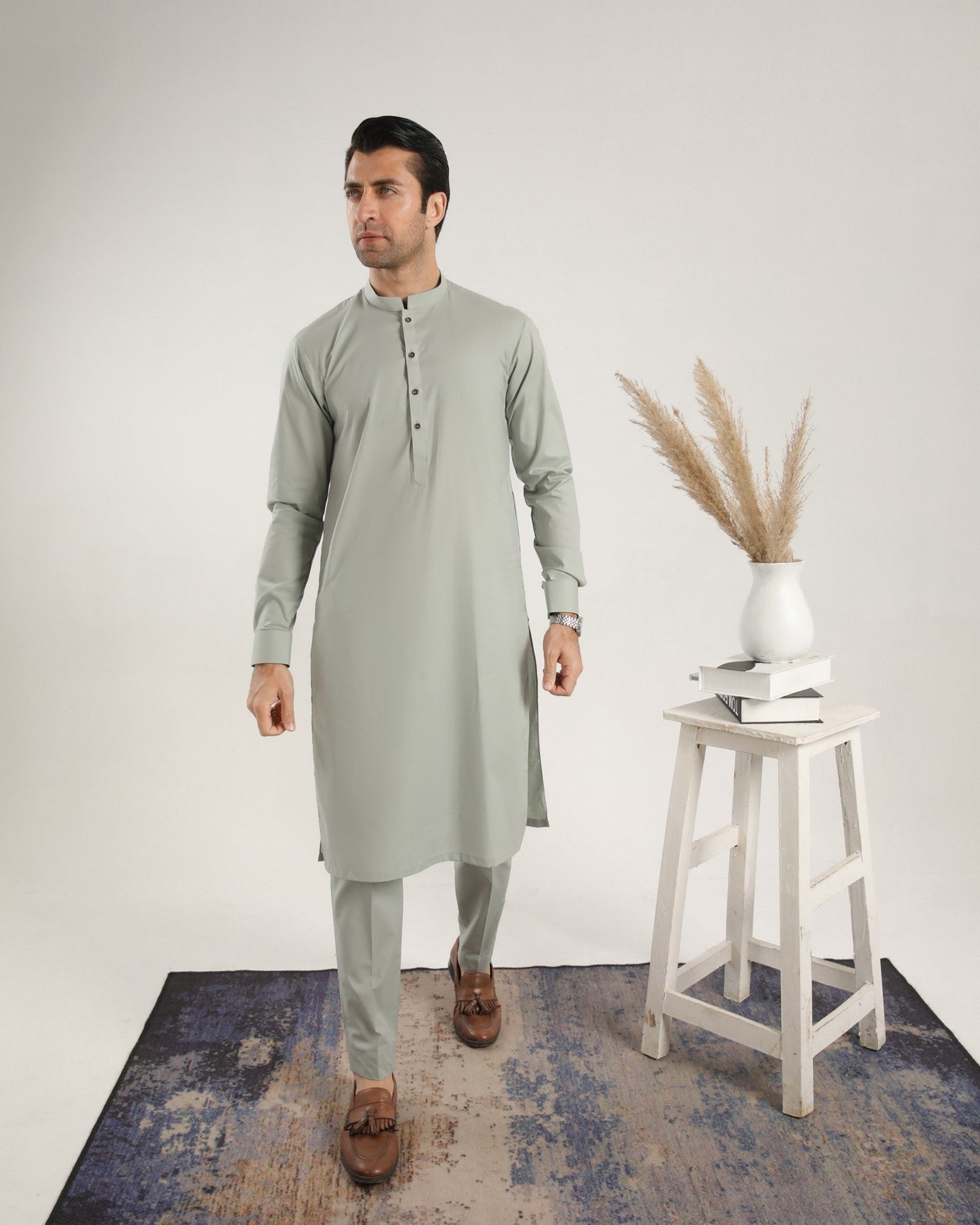 Light Mint Soft Cotton Kurta Trouser - Men