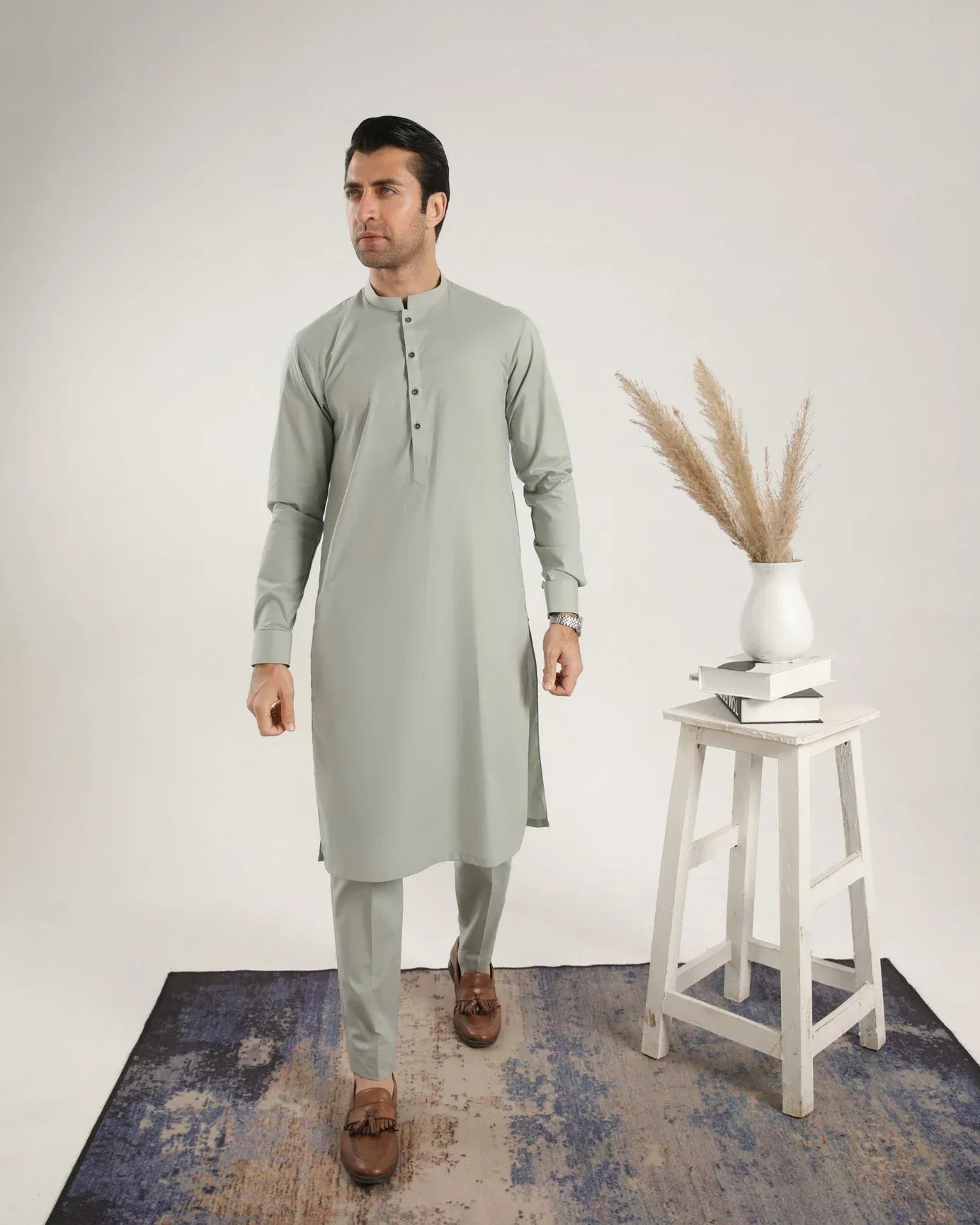 Light Mint Soft Cotton Kurta Trouser - Men - Muraqsh -- Menswear