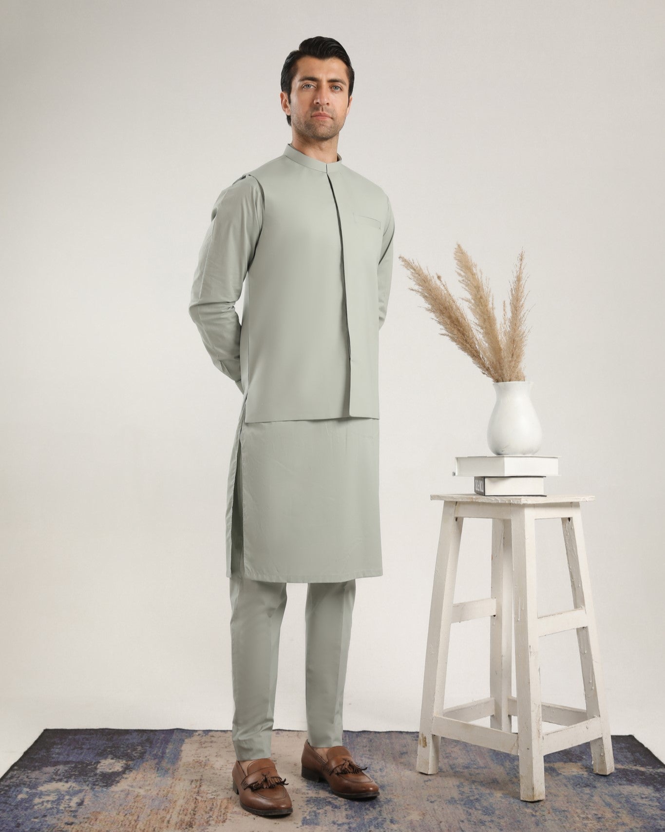 Light Mint Soft Cotton Waistcoat - Men