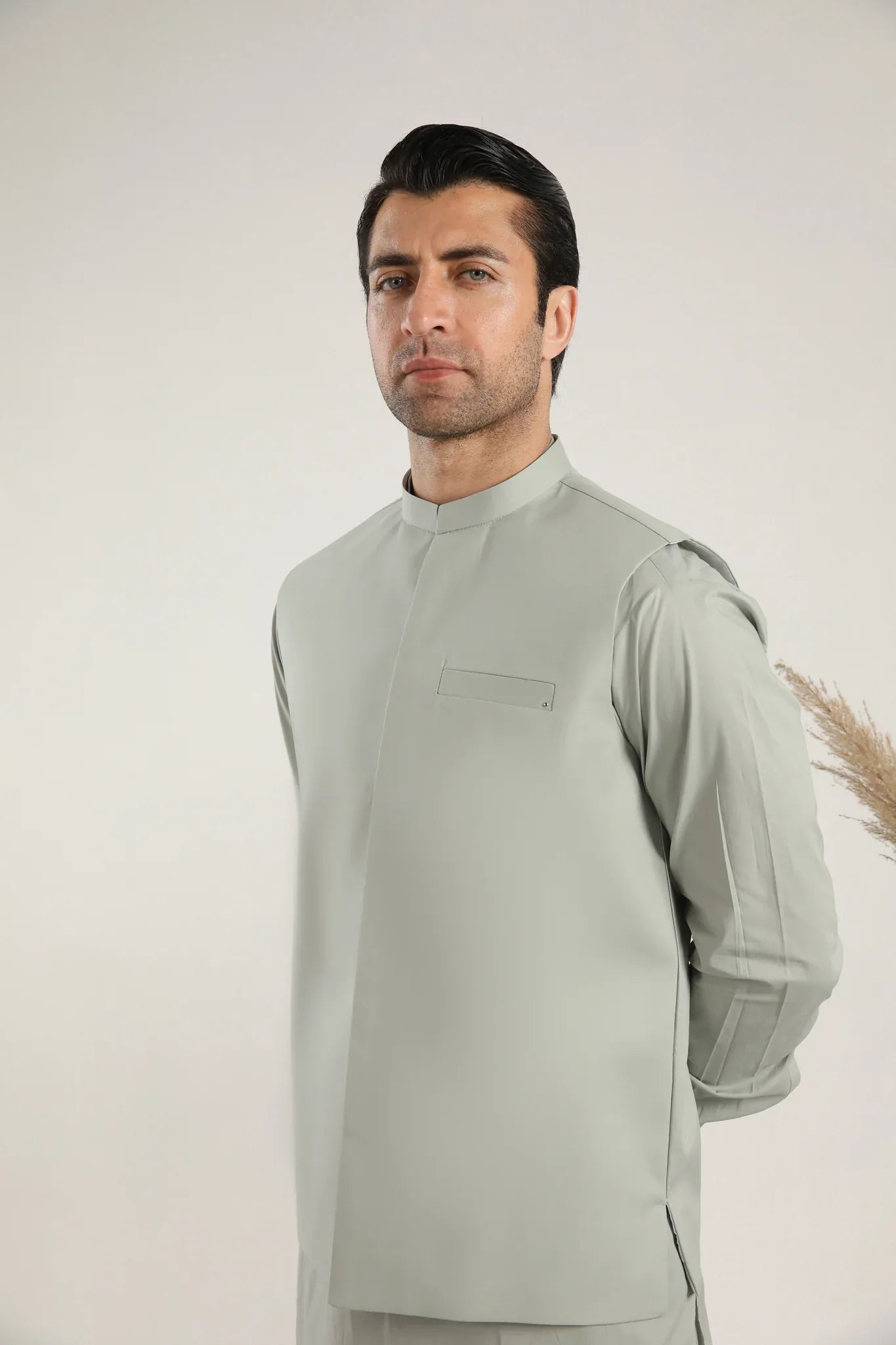 Light Mint Soft Cotton Kurta Trouser with Waistcoat - Men - Muraqsh -- Menswear