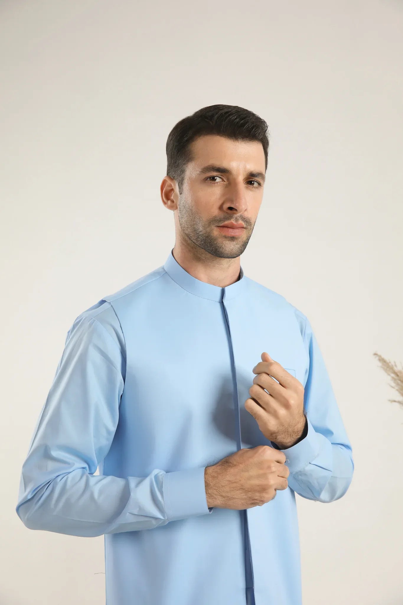 Sky Blue Soft Cotton Kurta Shalwar with Waistcoat - Men - Muraqsh -- Menswear