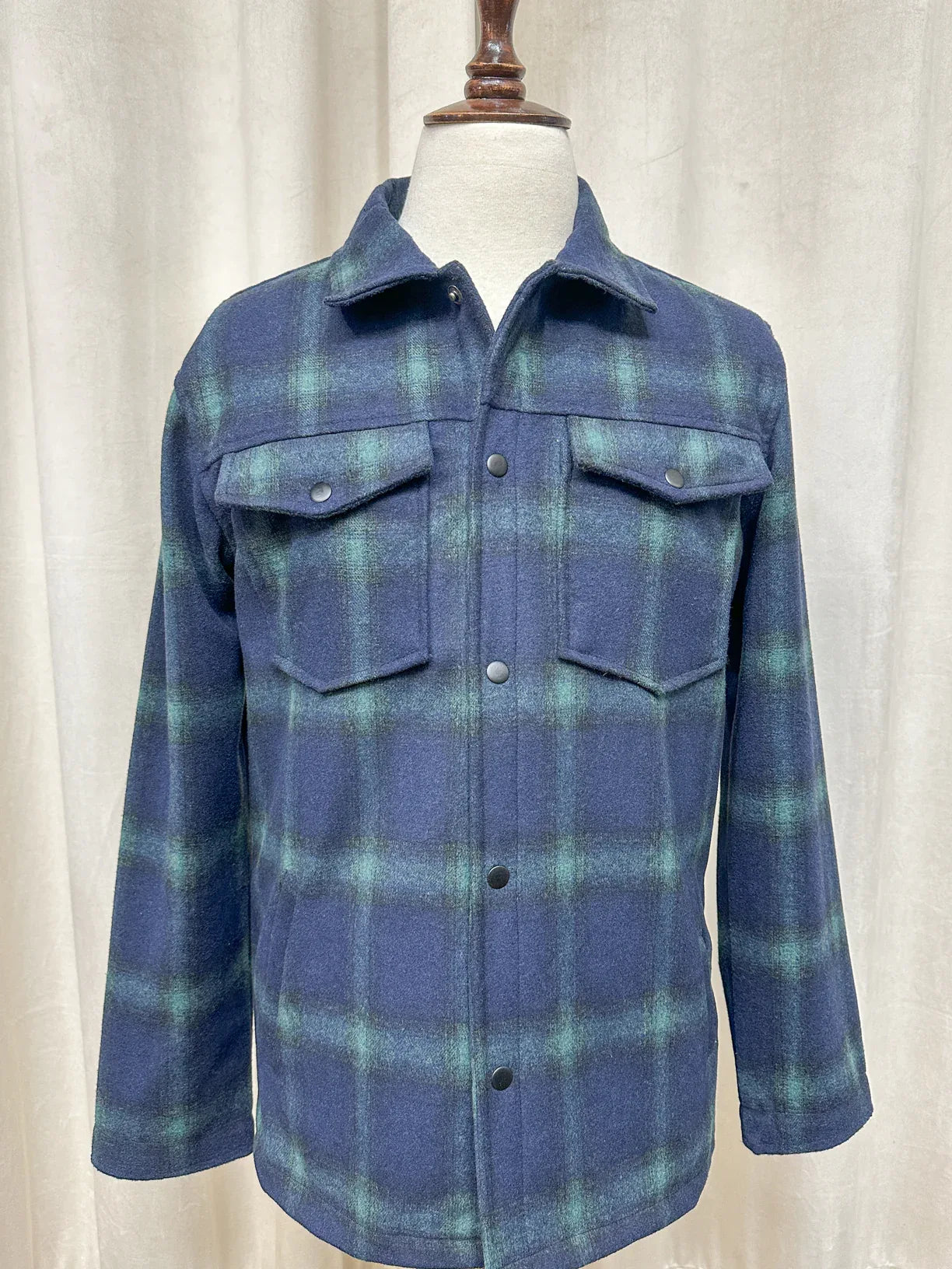 Blue Check Wool Coat - Men - Muraqsh -- Men Western