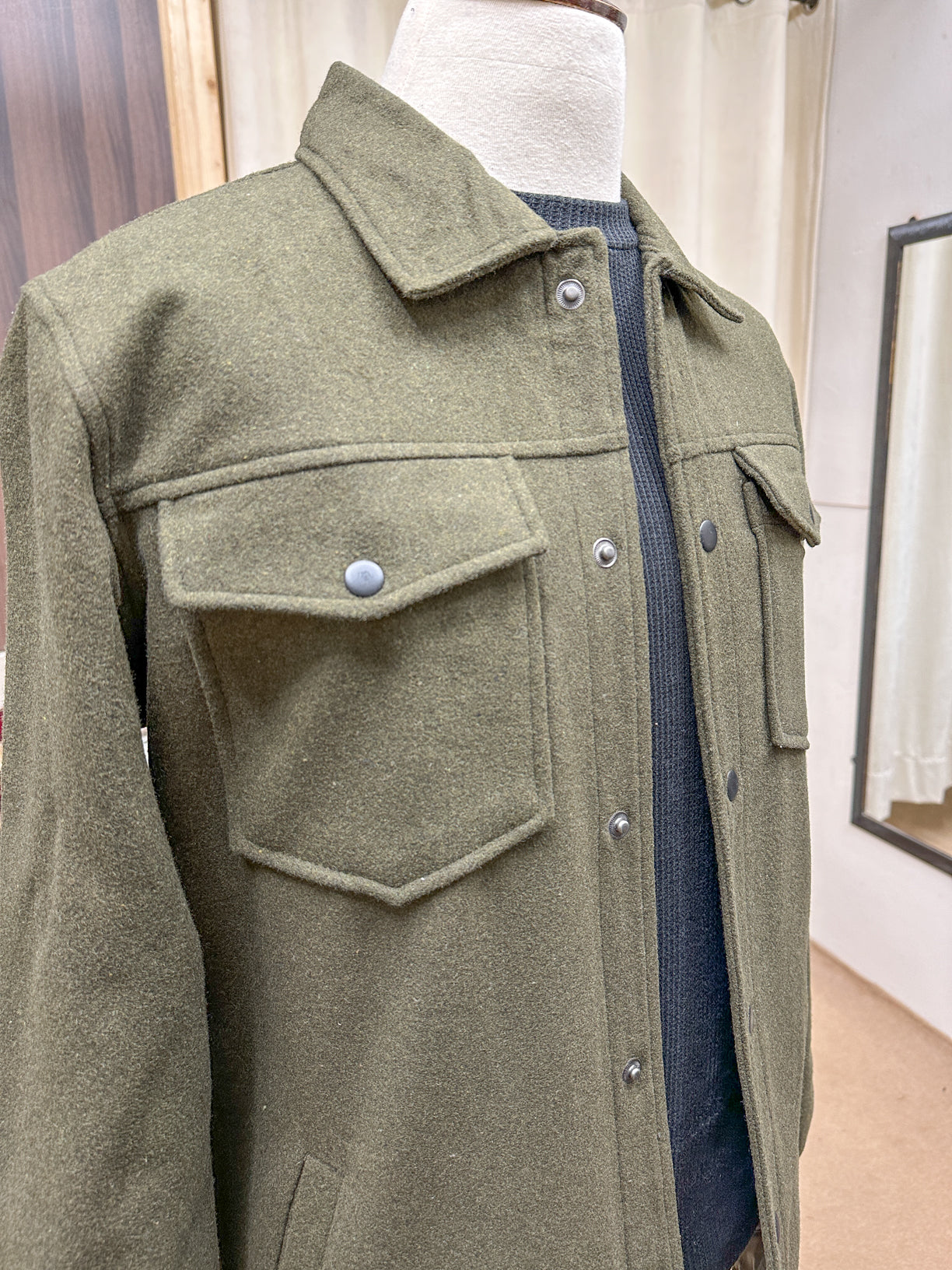 Olive Wool Coat - Men