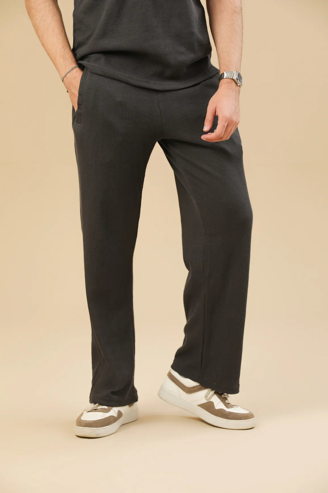 Charcoal Grey Drop Needle Coord Set - 2PC - Men - Muraqsh -- Men Western