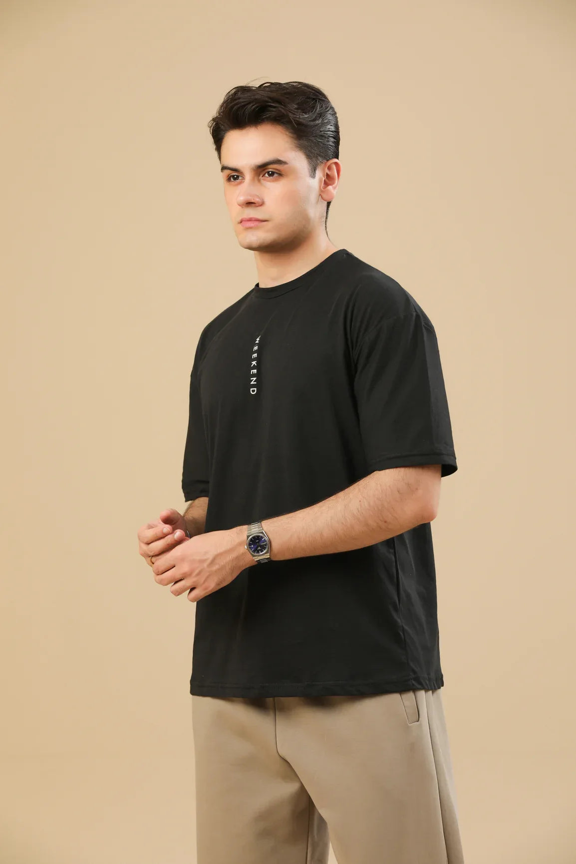 Weekend Oversized Tee in Black - Men - Muraqsh -- Men Western
