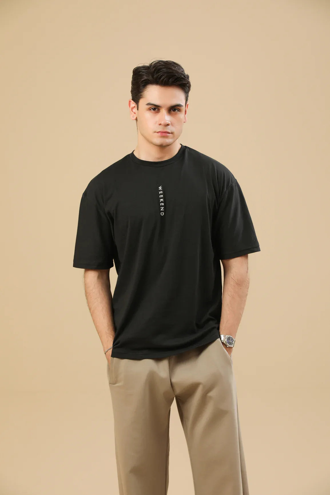 Weekend Oversized Tee in Black - Men - Muraqsh -- Men Western