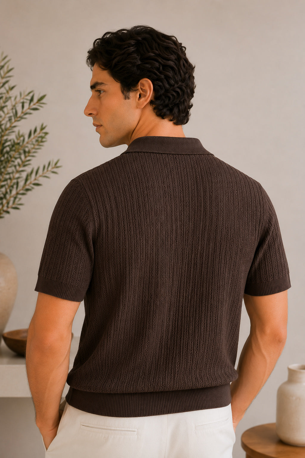 Dark Brown Riviera Knit Polo