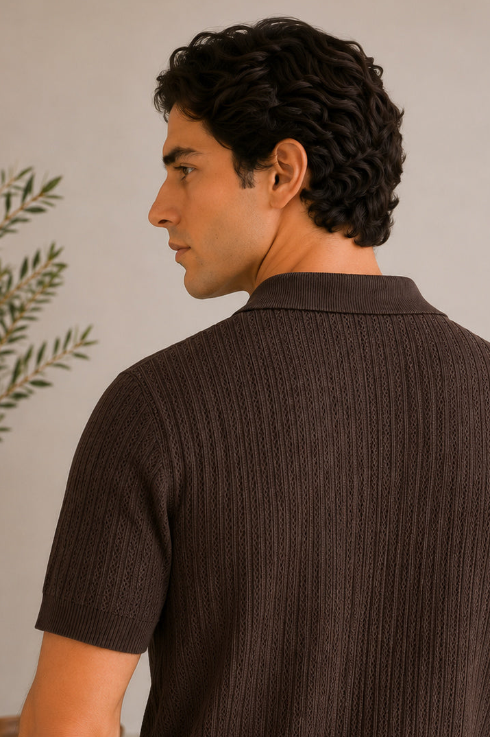 Dark Brown Riviera Knit Polo