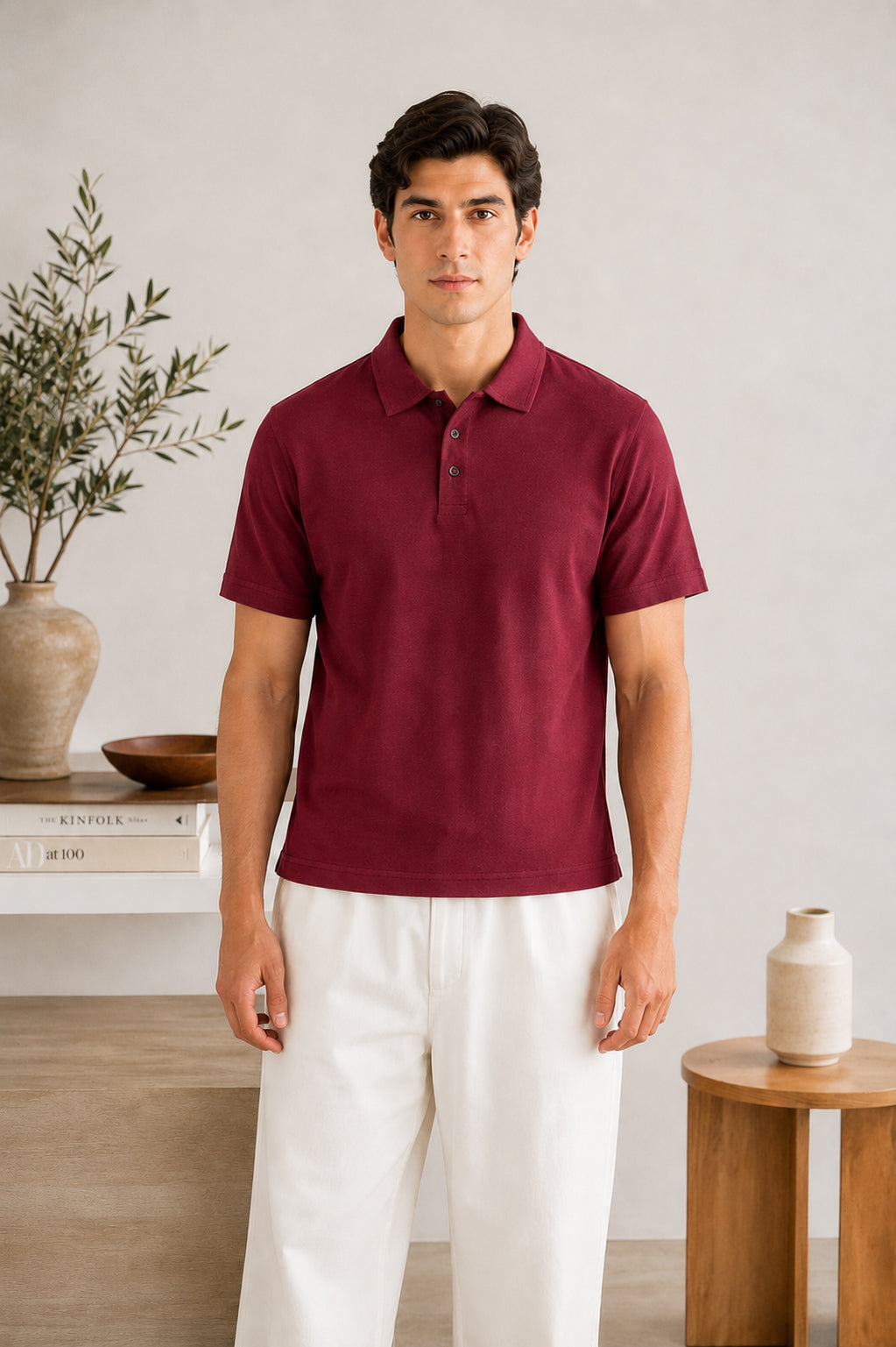 Maroon Basic Polo - Smart Fit- Men - Men