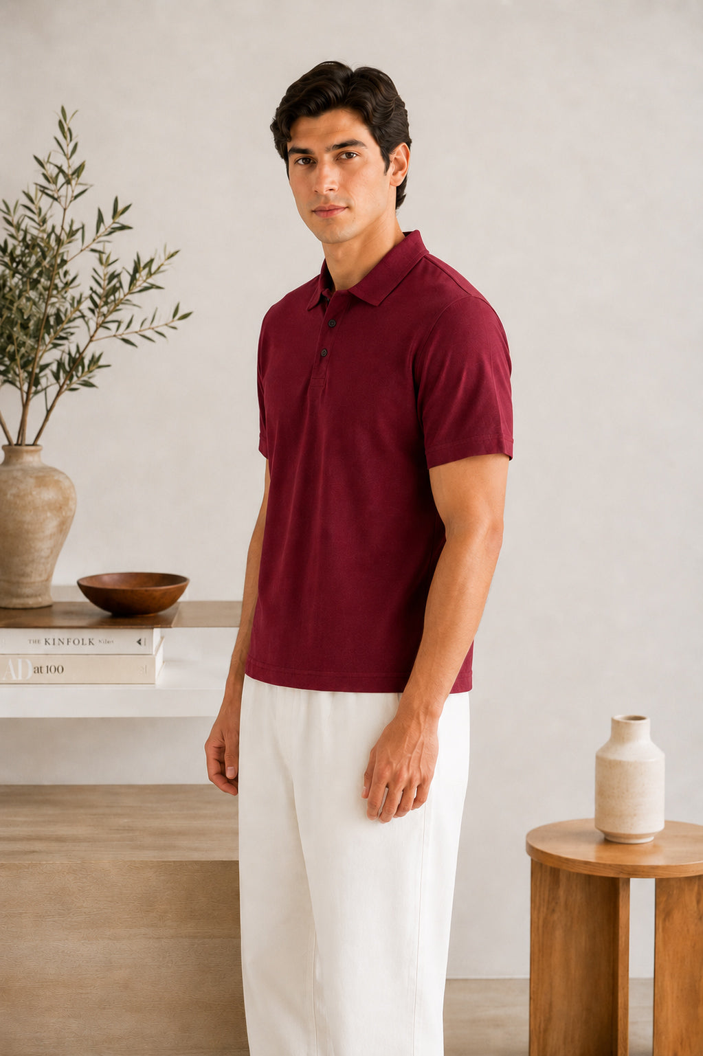 Maroon Basic Polo - Smart Fit- Men - Men