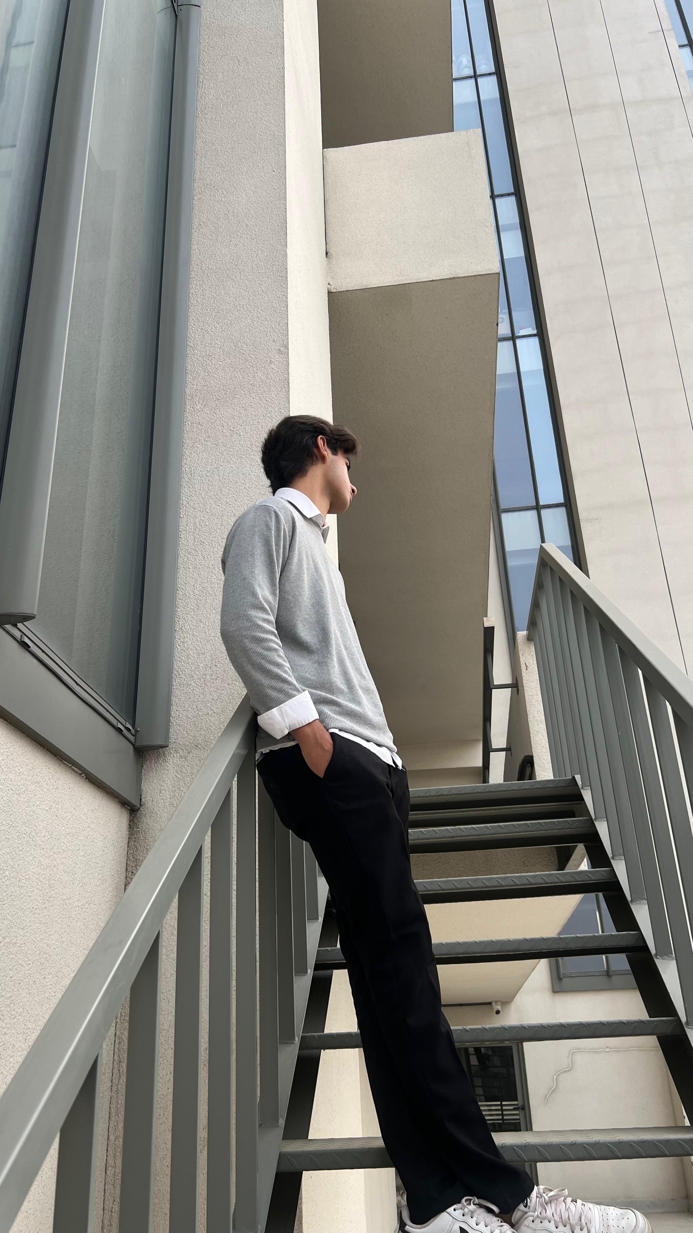 Waffle Grey Sweat Shirt - Men