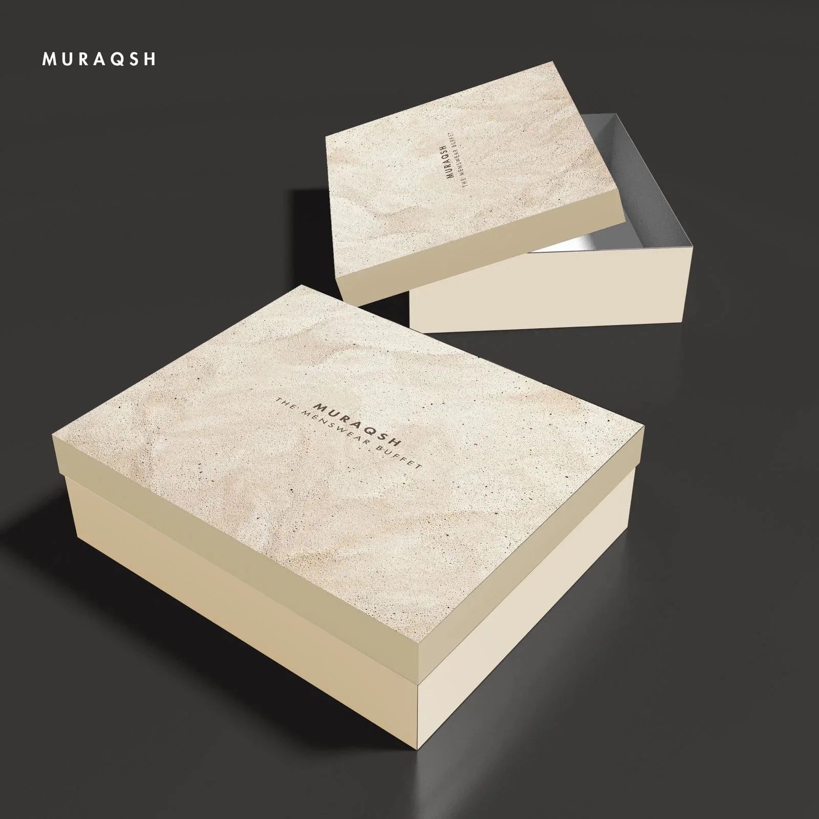 Premium Gift Box - Top Drip Off with Grooving Textured in Beige Pink - Muraqsh -- Menswear