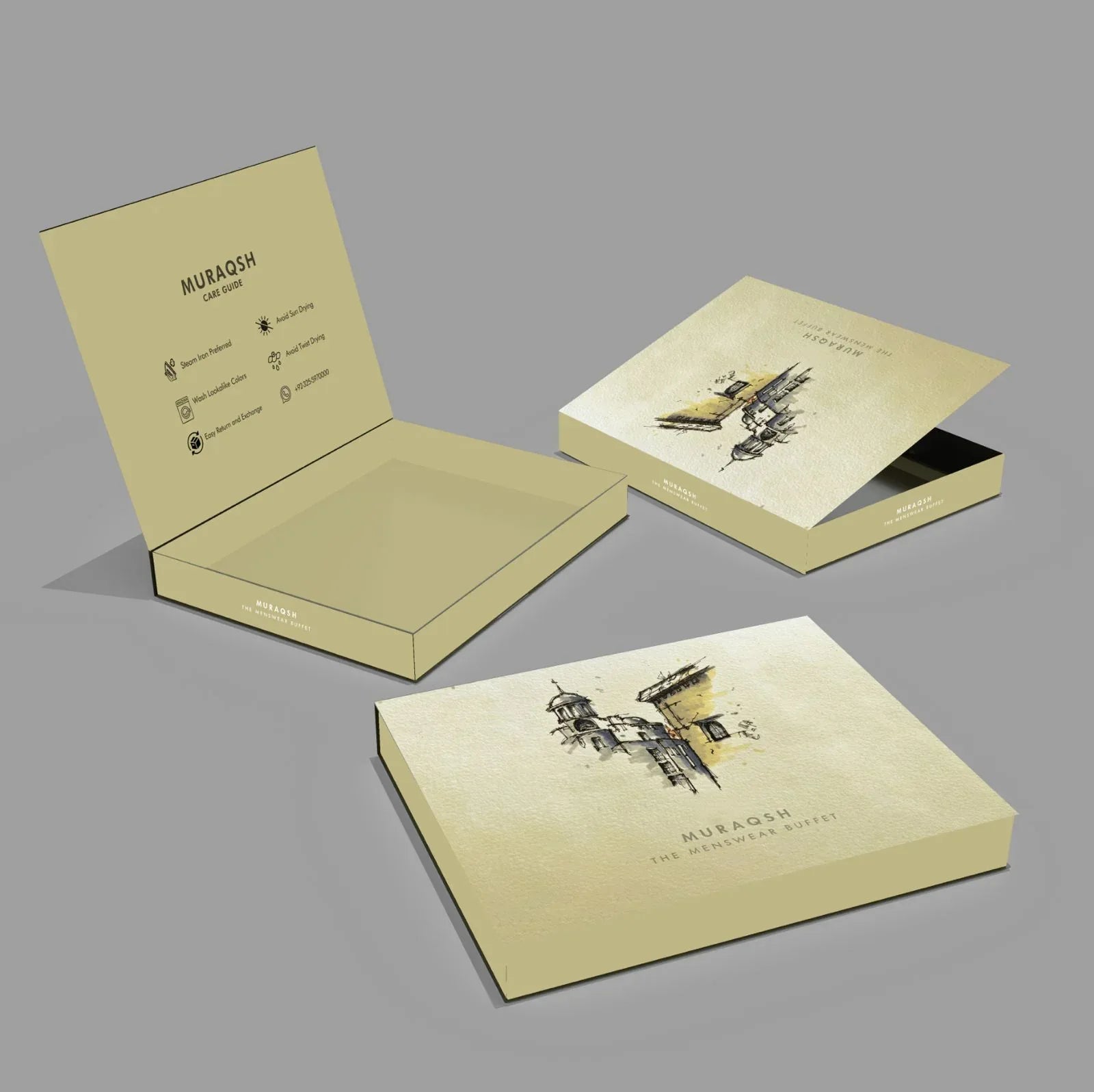 Premium Gift Box Top Drip off and Textured Grooving in Mint - Muraqsh -- Menswear