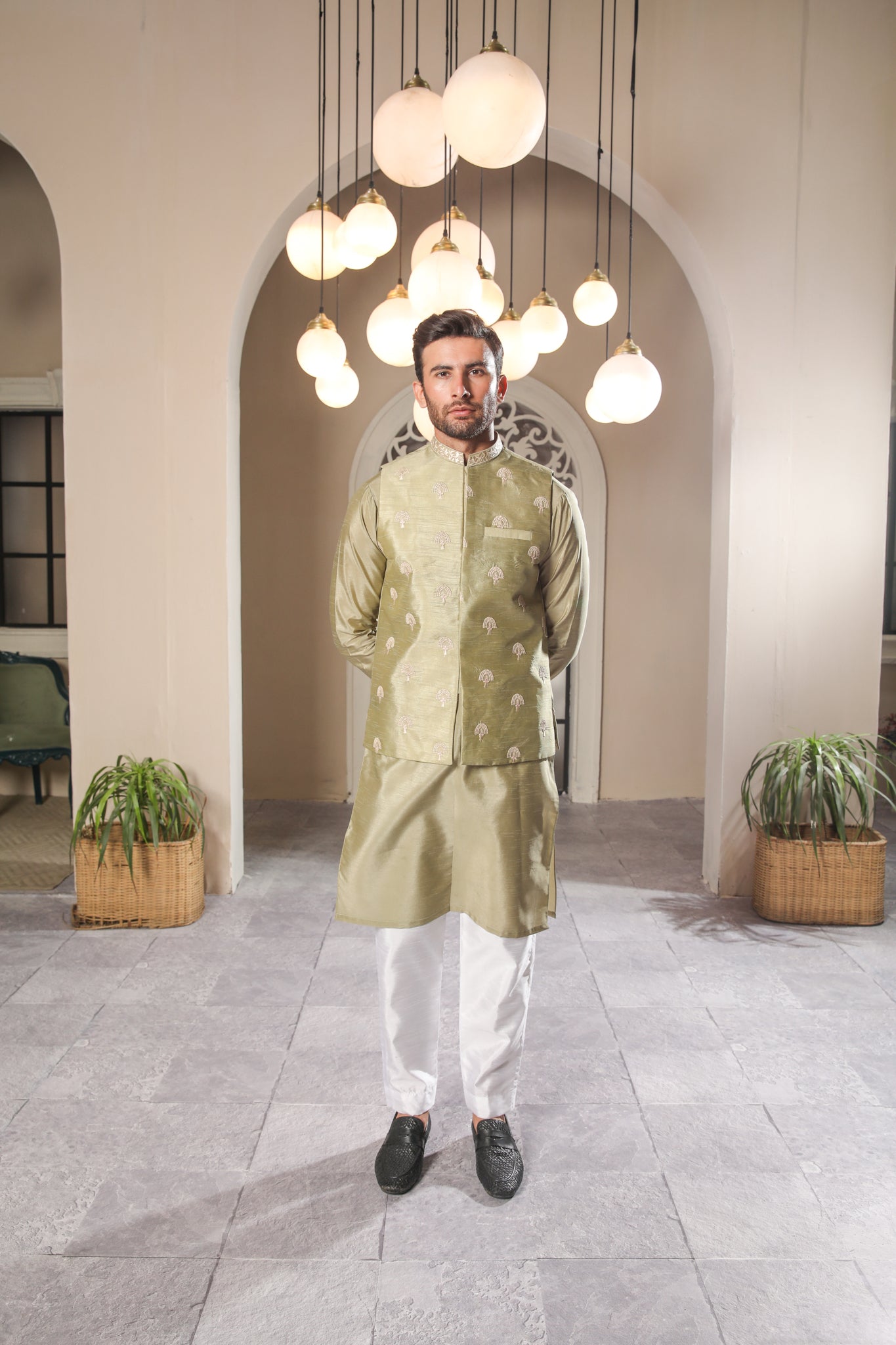 Pista Embroidered - Waistcoat Set - 3PC Designerwear