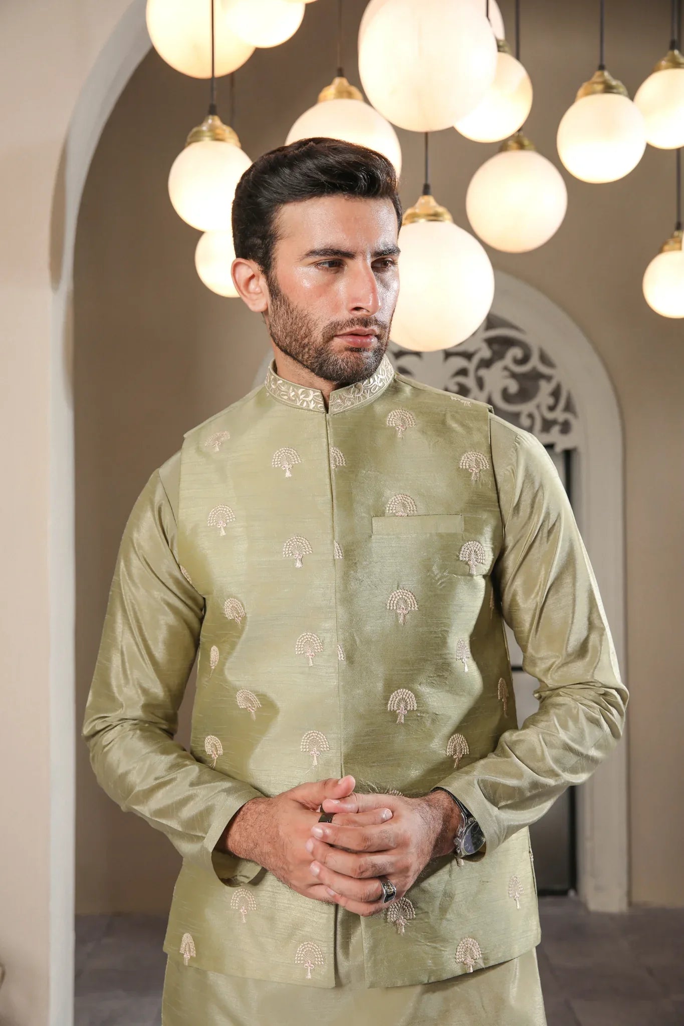 Pista Embroidered - Waistcoat Set - 3PC Designerwear