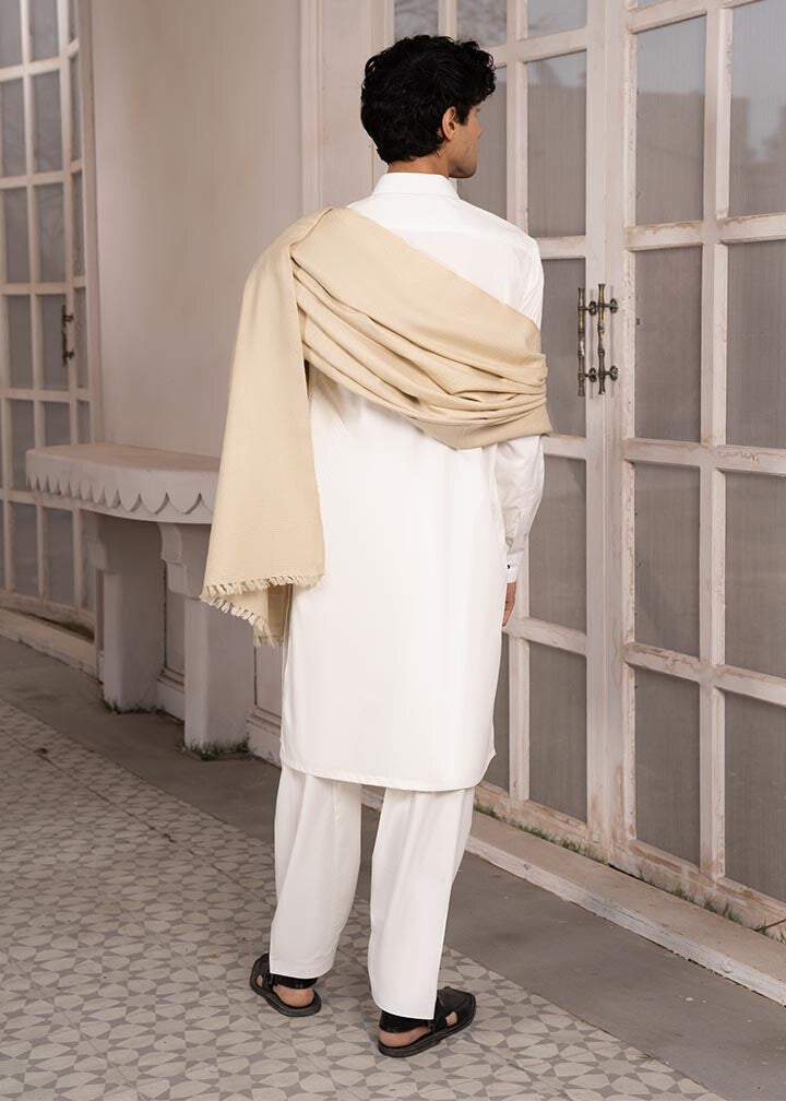 Beige Wool Shawl - Men