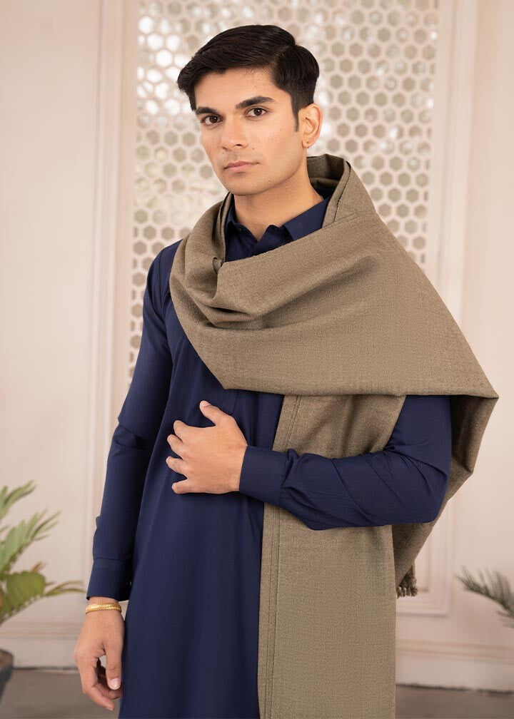 Peanut Brown Wool Shawl - Men