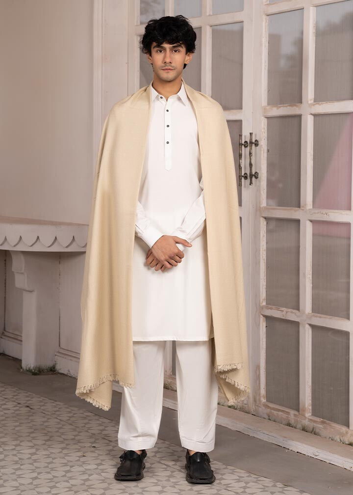 Beige Wool Shawl - Men