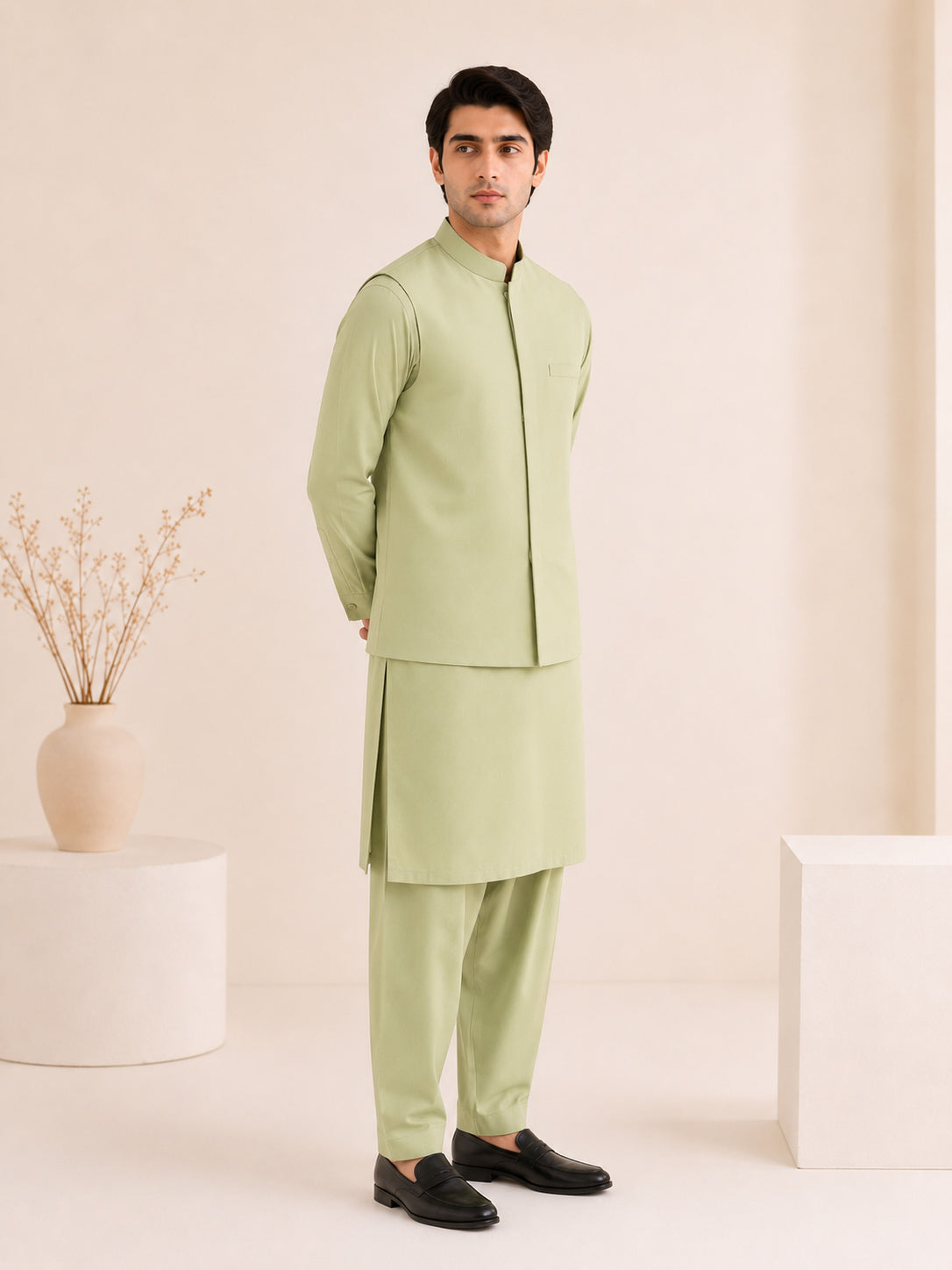 Mint Blended Waistcoat - Straigth Cut - Men