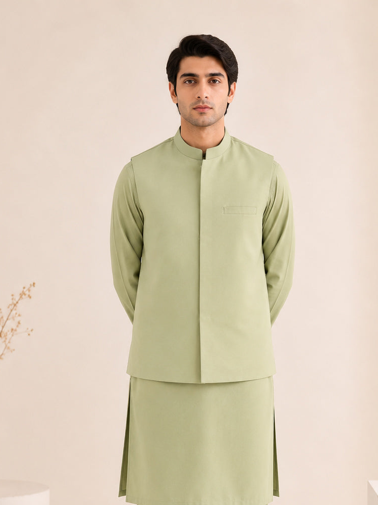 Mint Blended Waistcoat - Straigth Cut - Men