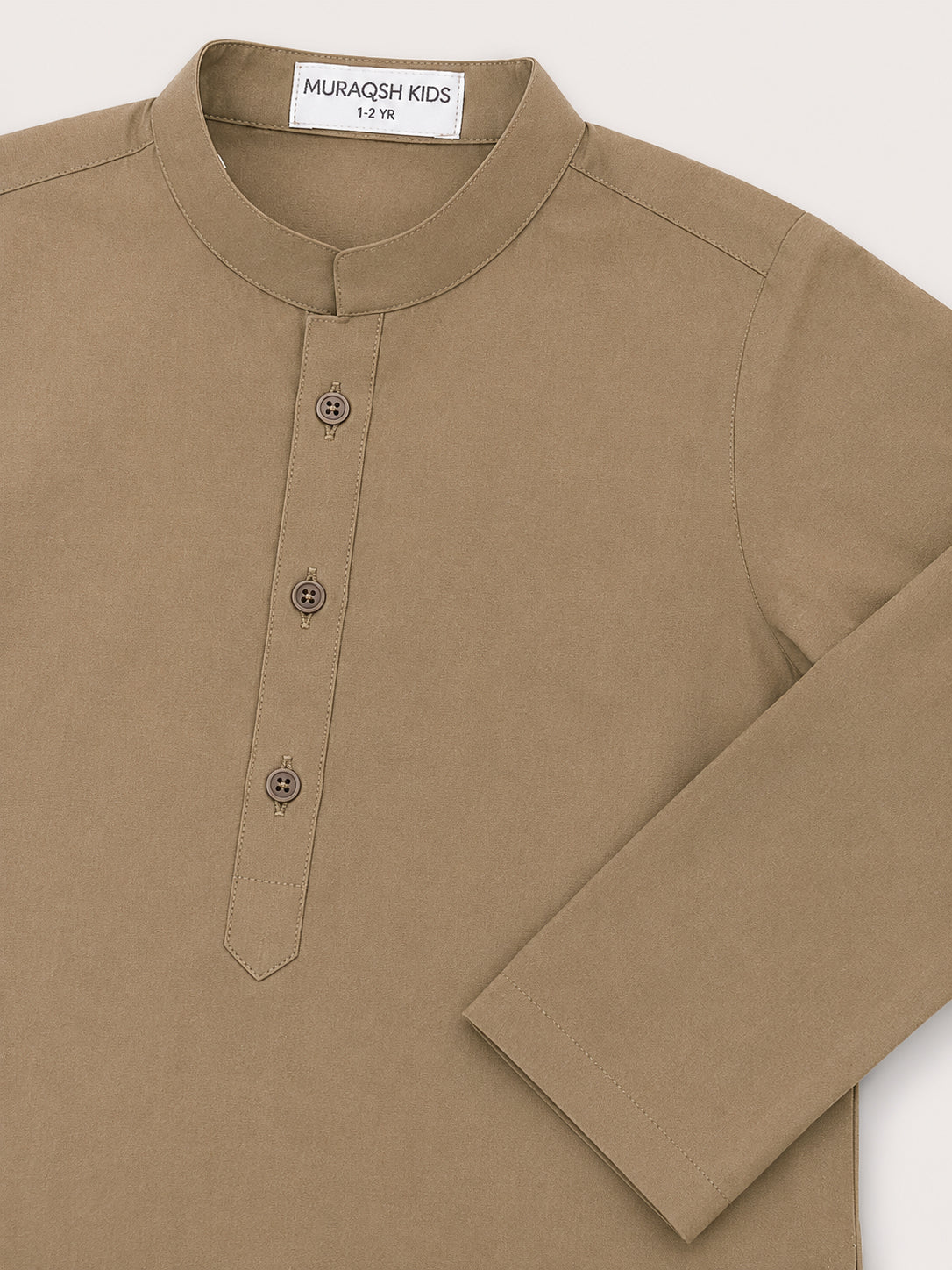 Sand Beige Blended Kurta Trouser - Kids