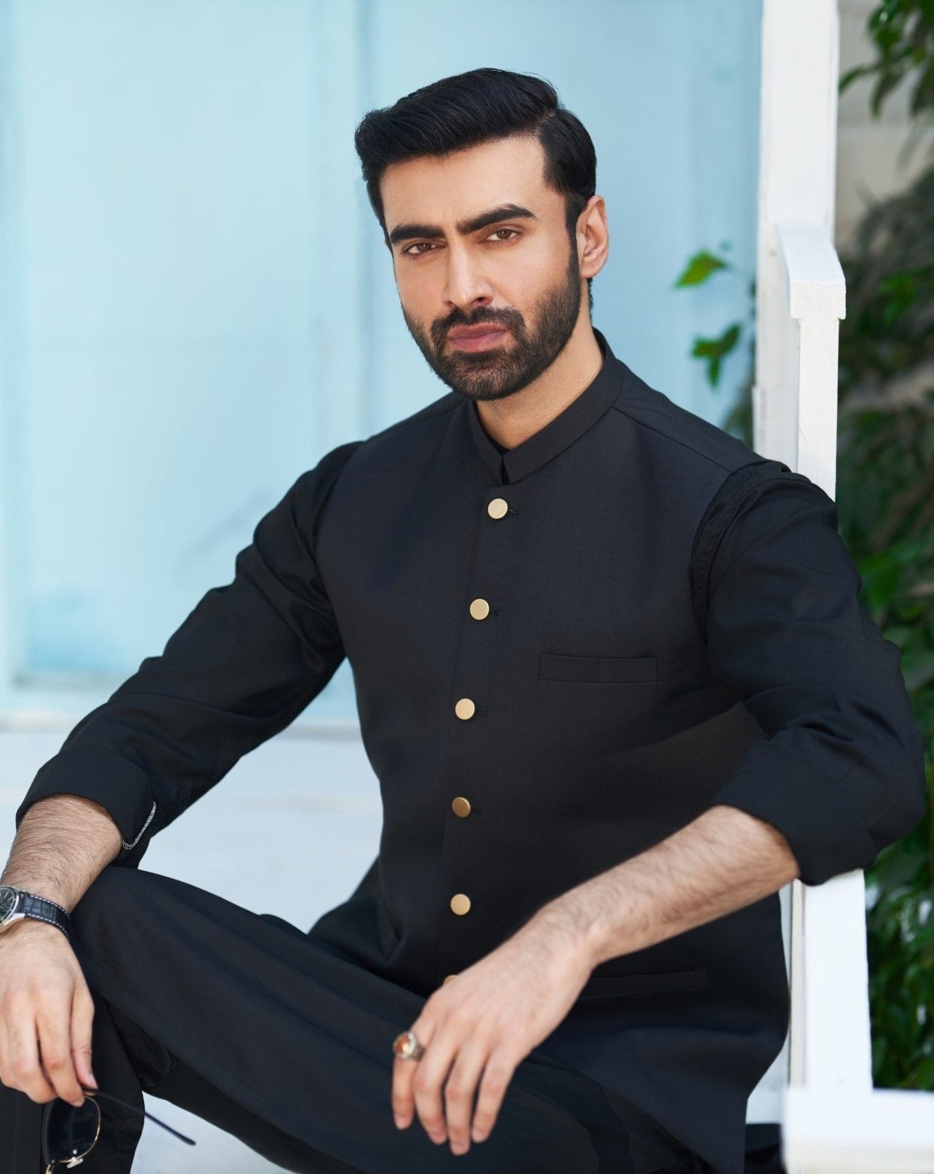 Black Shalwar Kameez with Waistcoat for Men