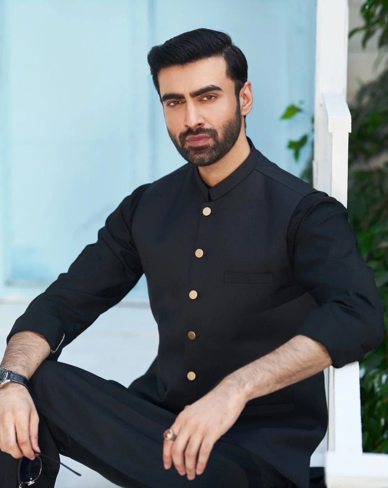 Black Shalwar Kameez with Waistcoat for Men