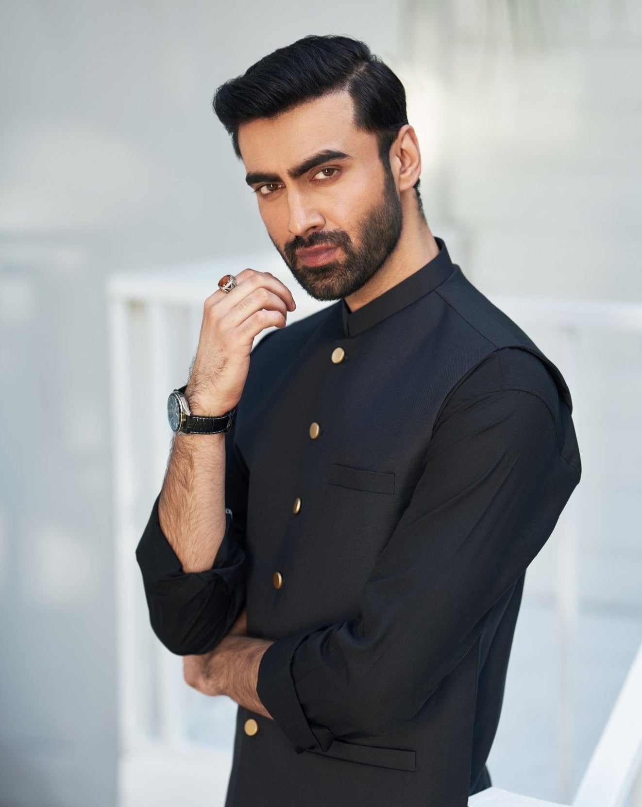 Black Shalwar Kameez with Waistcoat for Men