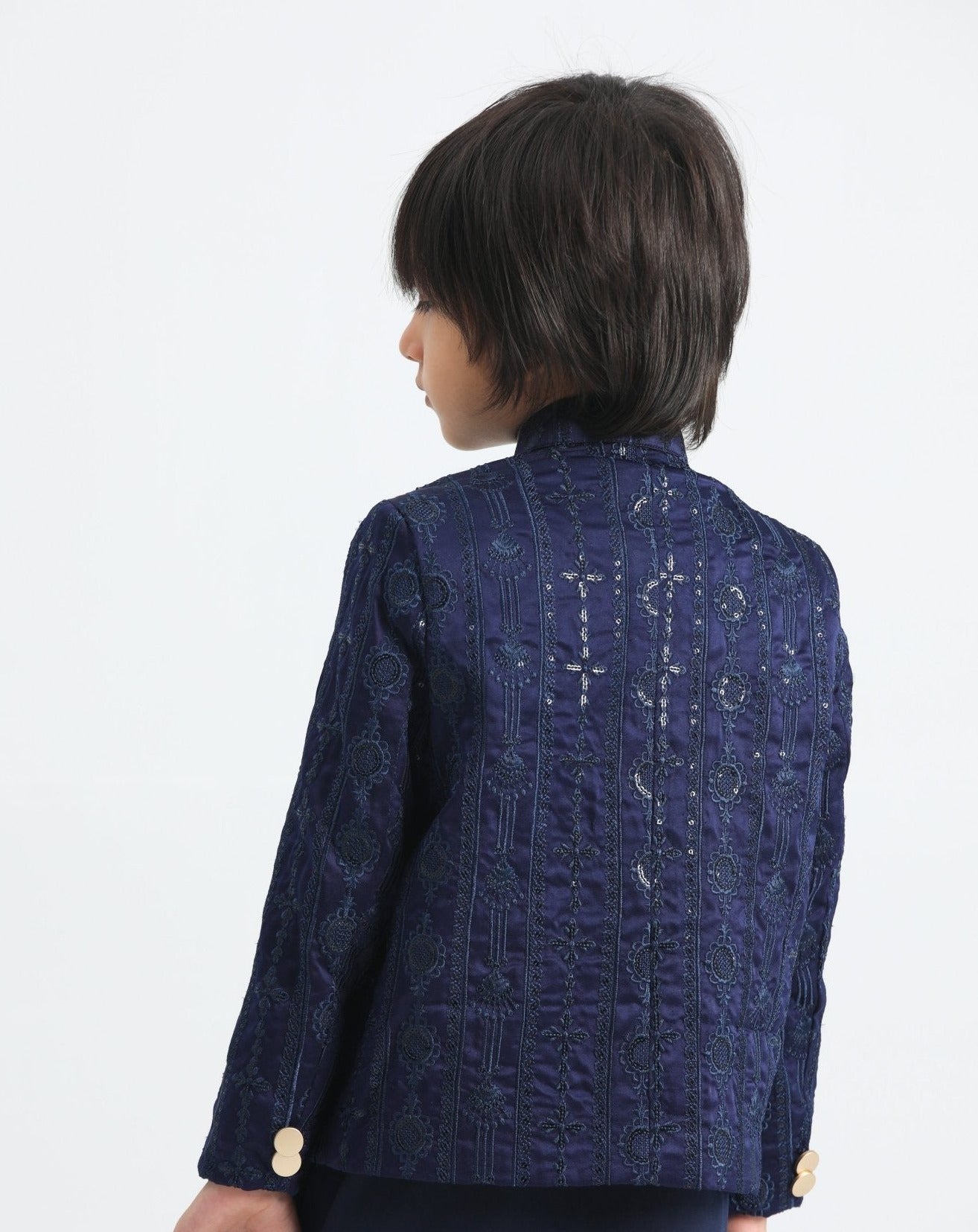 All Blue Sequin Embroided - Festive 3PC Set - Kids