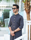 Charcoal Grey Shalwar Kameez and Waistcoat - 3PC - Men