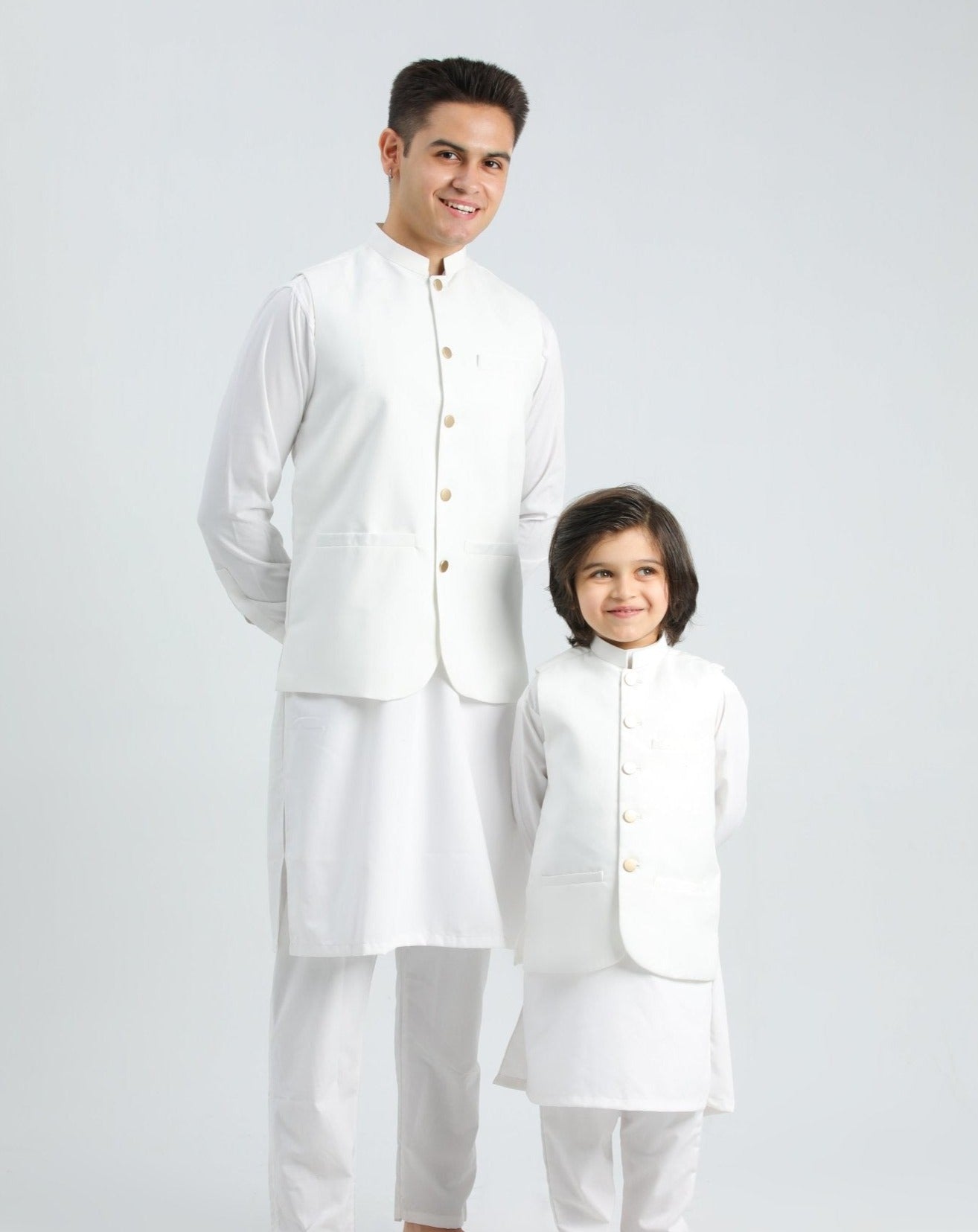 Off White Shalwar Kameez and Waistcoat - 3PC Set - Men