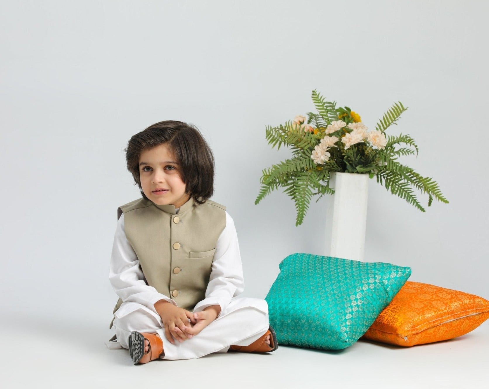 Beige on White - 3PC Set - Kids