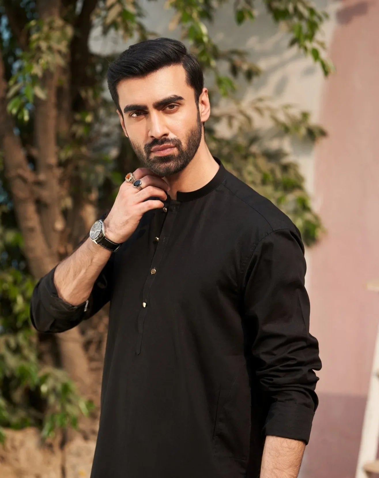 Black Cotton Kurta - Man