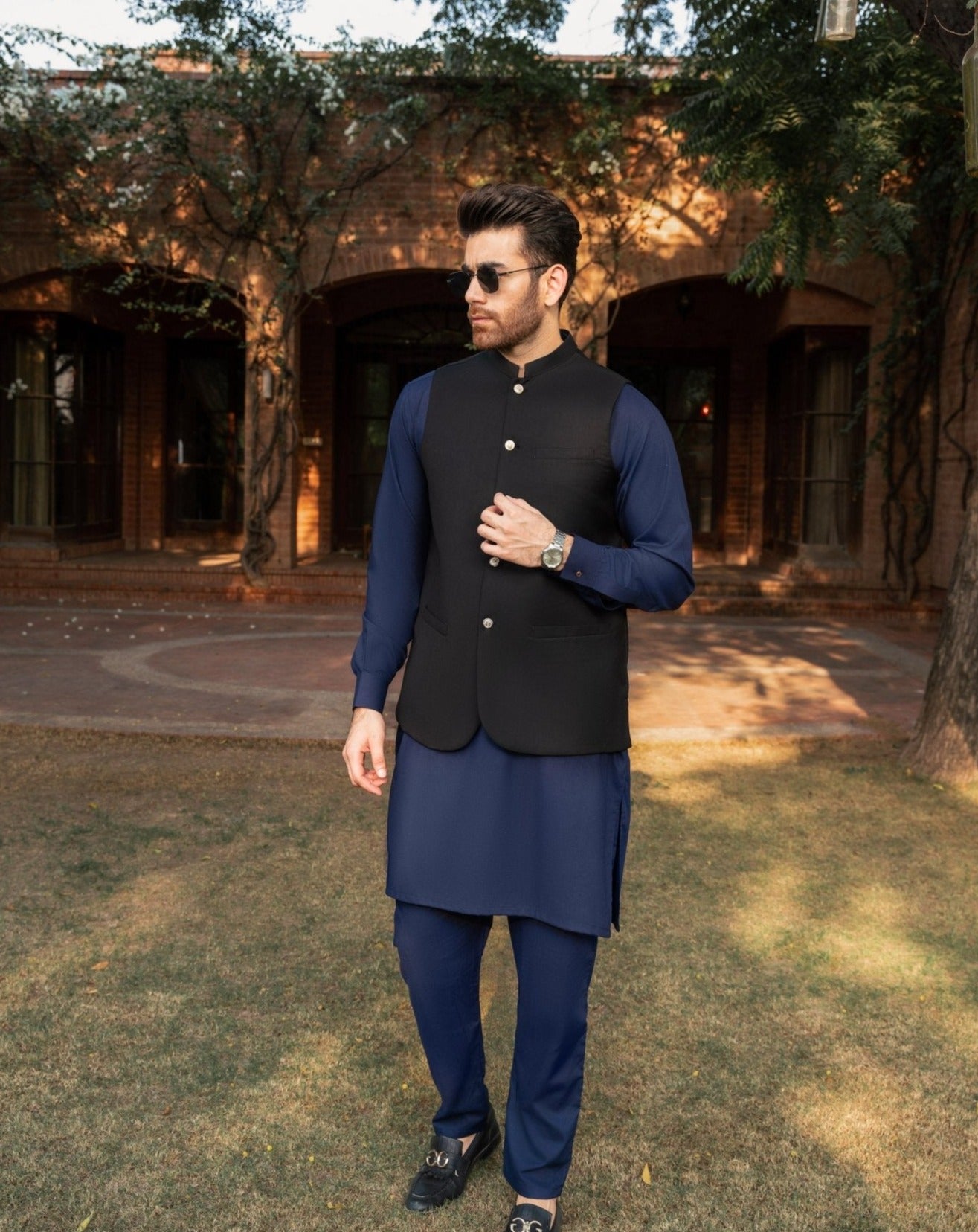Black on Navy Blue - 3PC - MuraqshMuraqsh Man