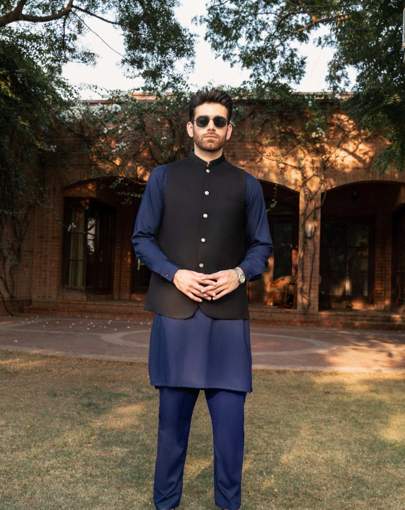 Black on Navy Blue - 3PC - MuraqshMuraqsh Man