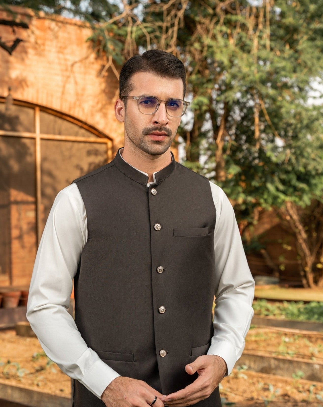 Dress Black Kurta With Brown Waistcoat White Kurta Black Pajama