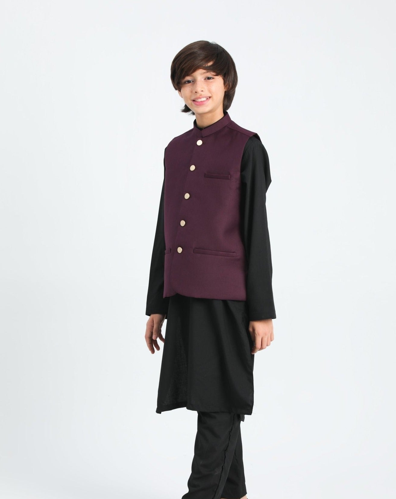 Burgundy on Black - Kidswear - 3PC - MuraqshMuraqsh Man