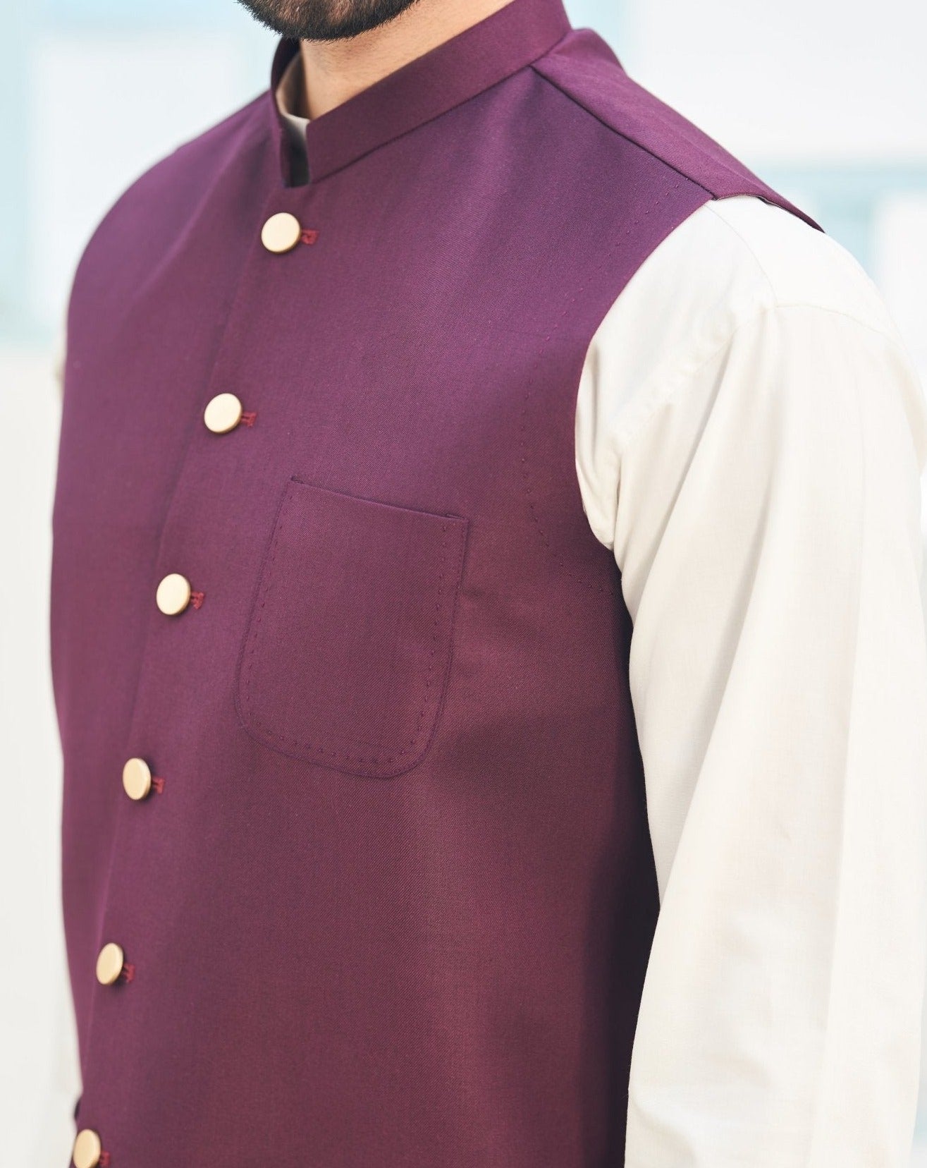 Burgundy on Off White - 3PC - MuraqshMuraqsh Man