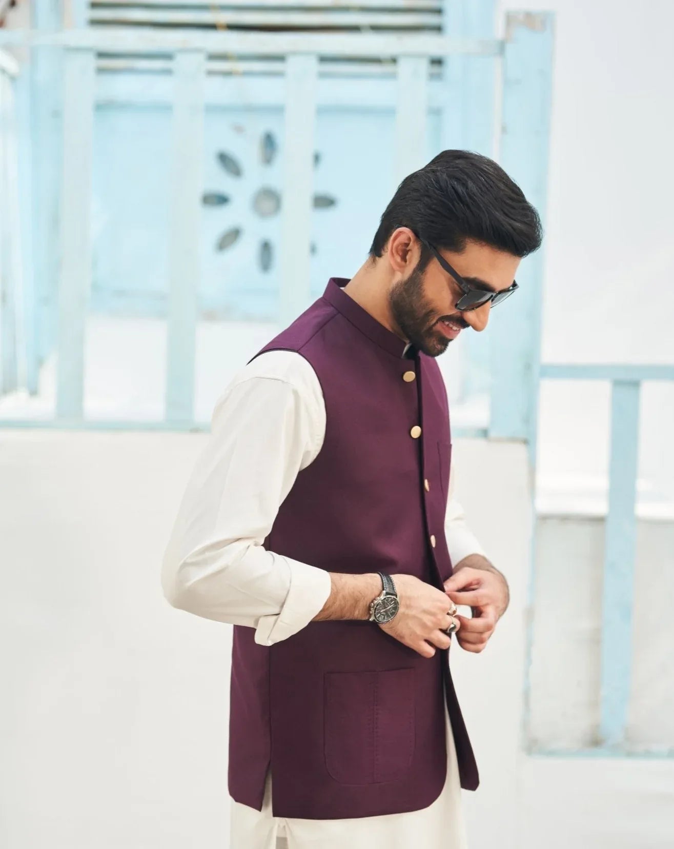 Burgundy Waistcoat - Italian Tropical - Men