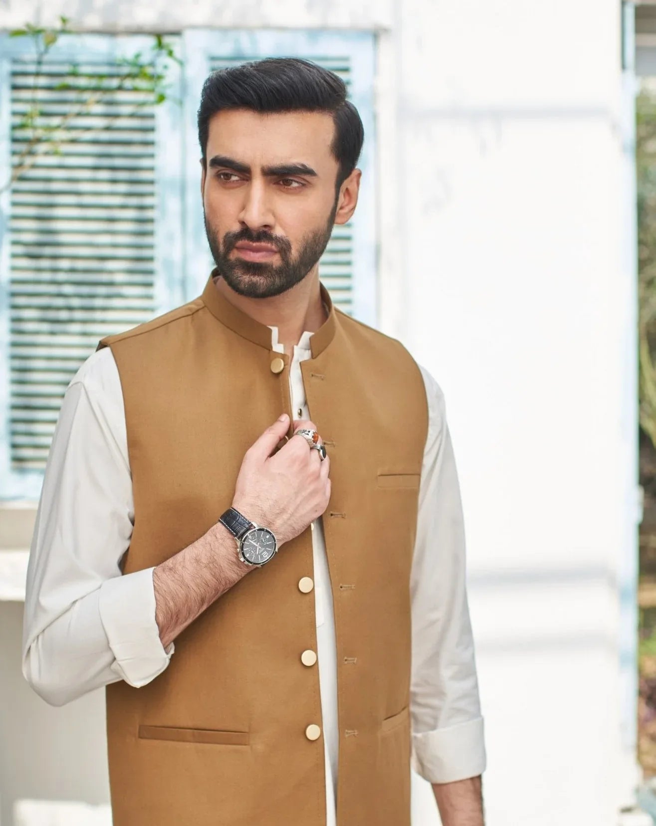 Camel brown waistcoat for men