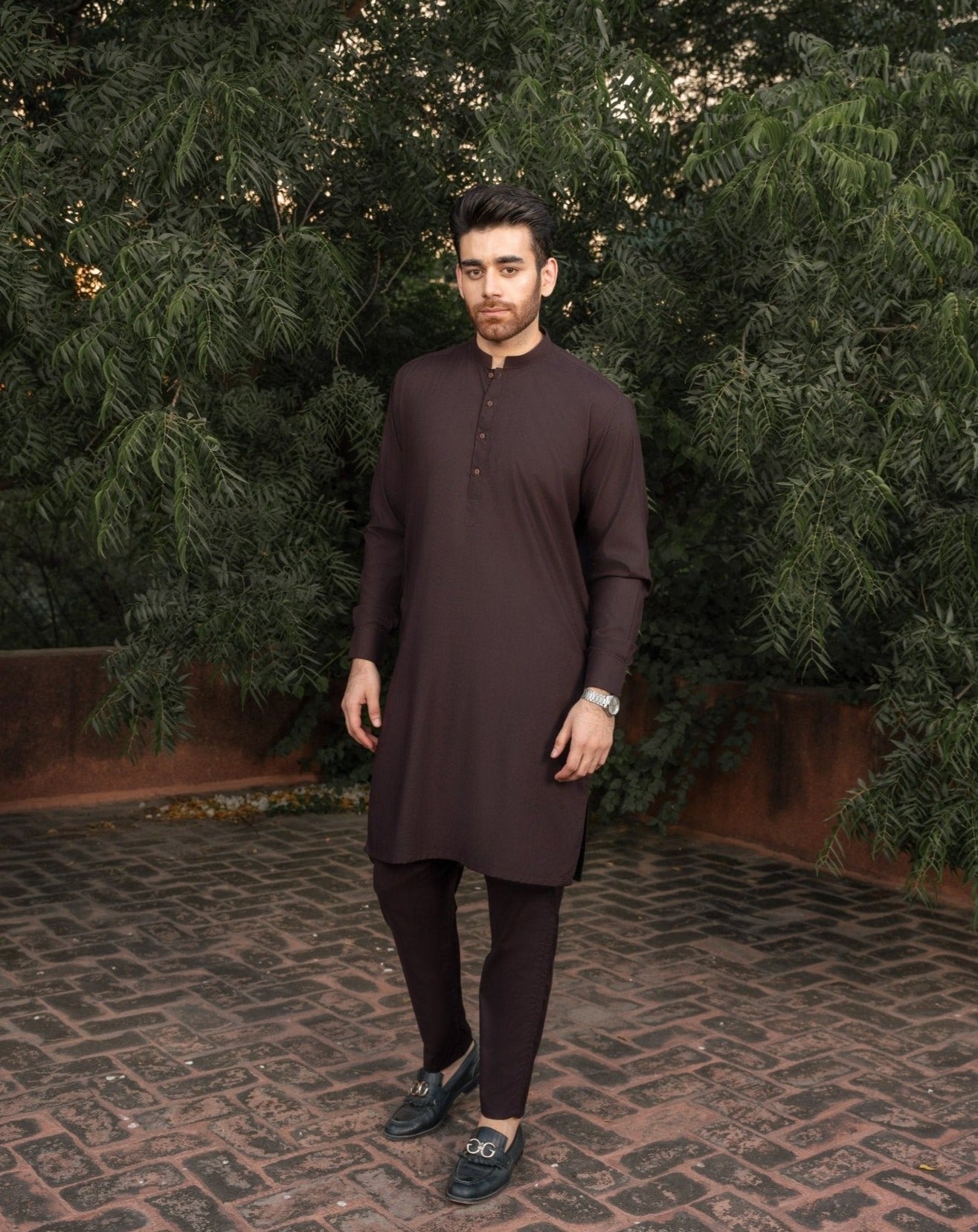 dark brown kameez shalwar