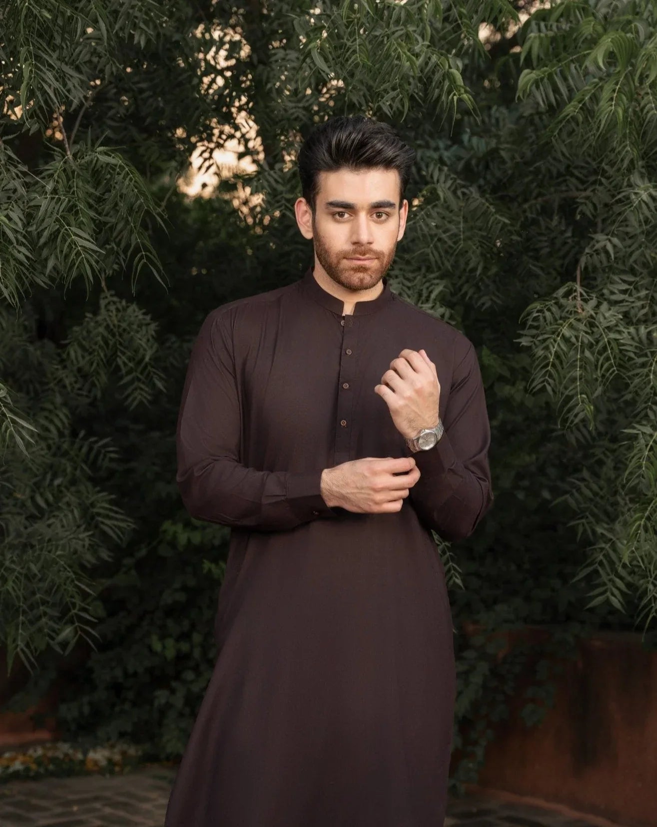 dark brown kameez shalwar