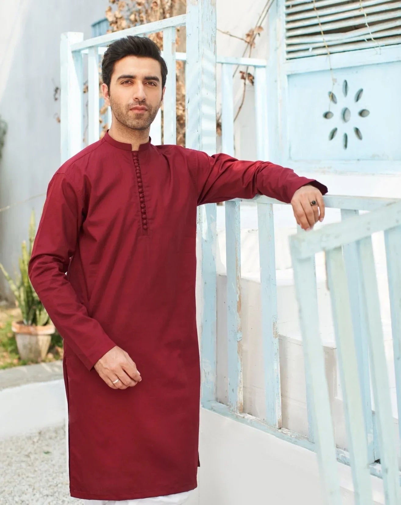 Maroon Cotton Kurta - MuraqshMuraqsh
