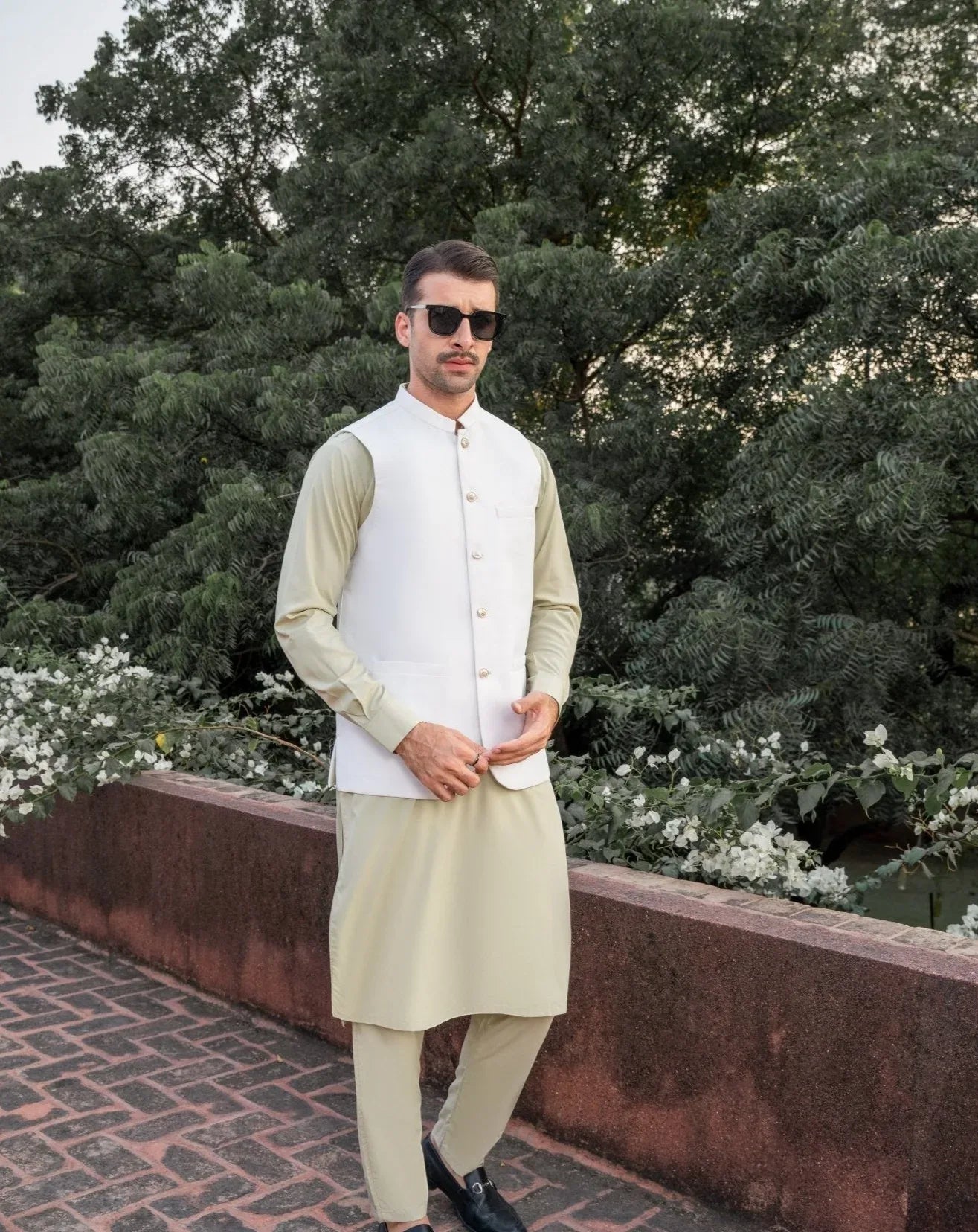 Premium White Waistcoat Menswear Kurta Trouser Set