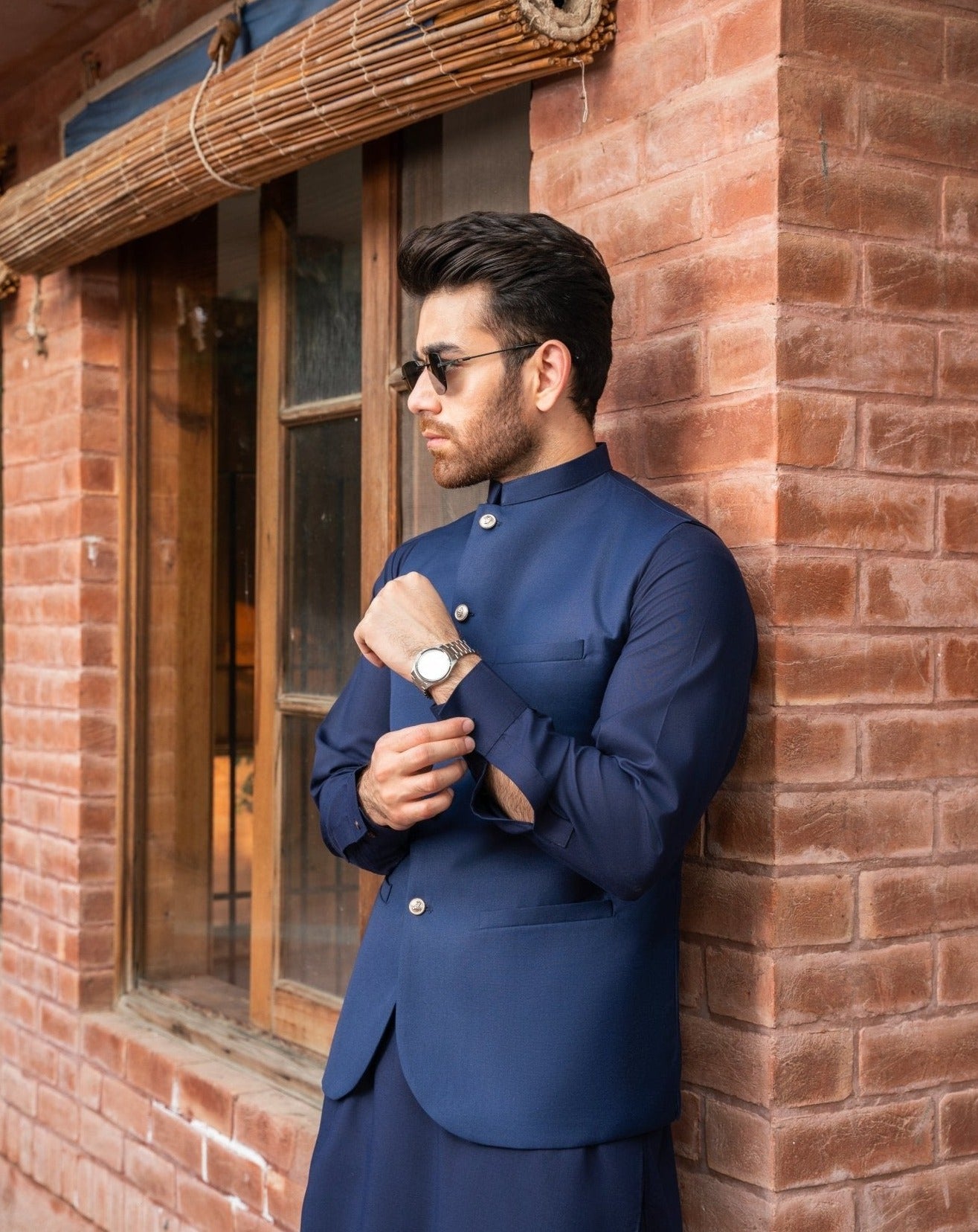 Navy Blue Waistcoat - Spanish Tropical - MuraqshMuraqsh Man