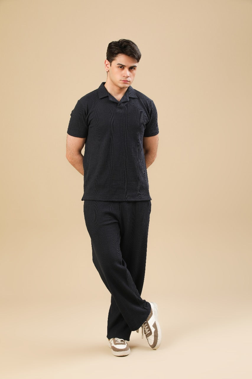 Navy Blue Drop Needle Coord Set - 2PC - Men
