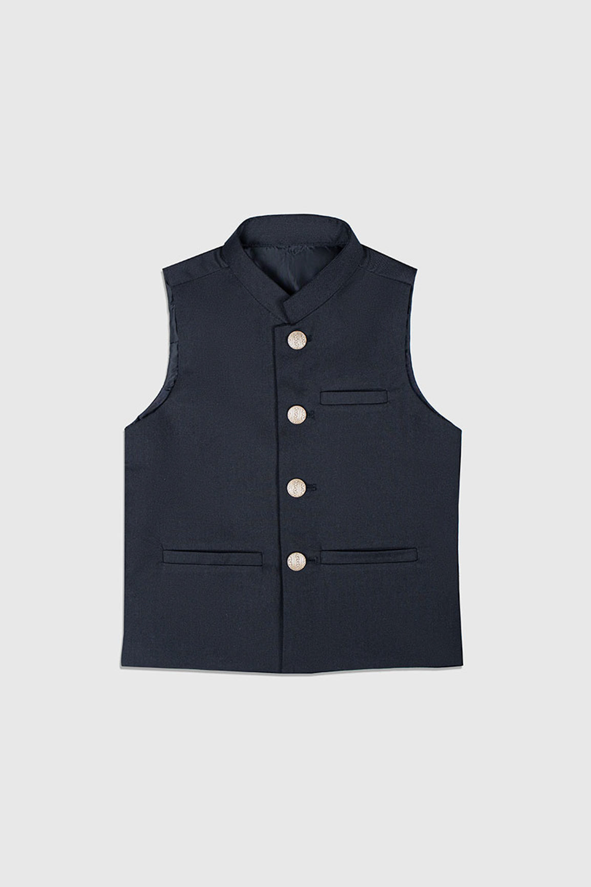 Black Suiting Waistcoat - Straight Cut Buttoned - Kids