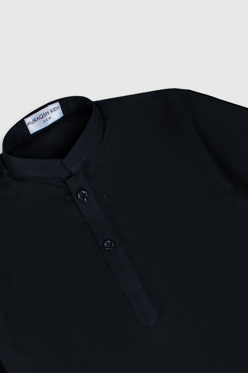 Black Soft Cotton Kurta Trouser - Kids