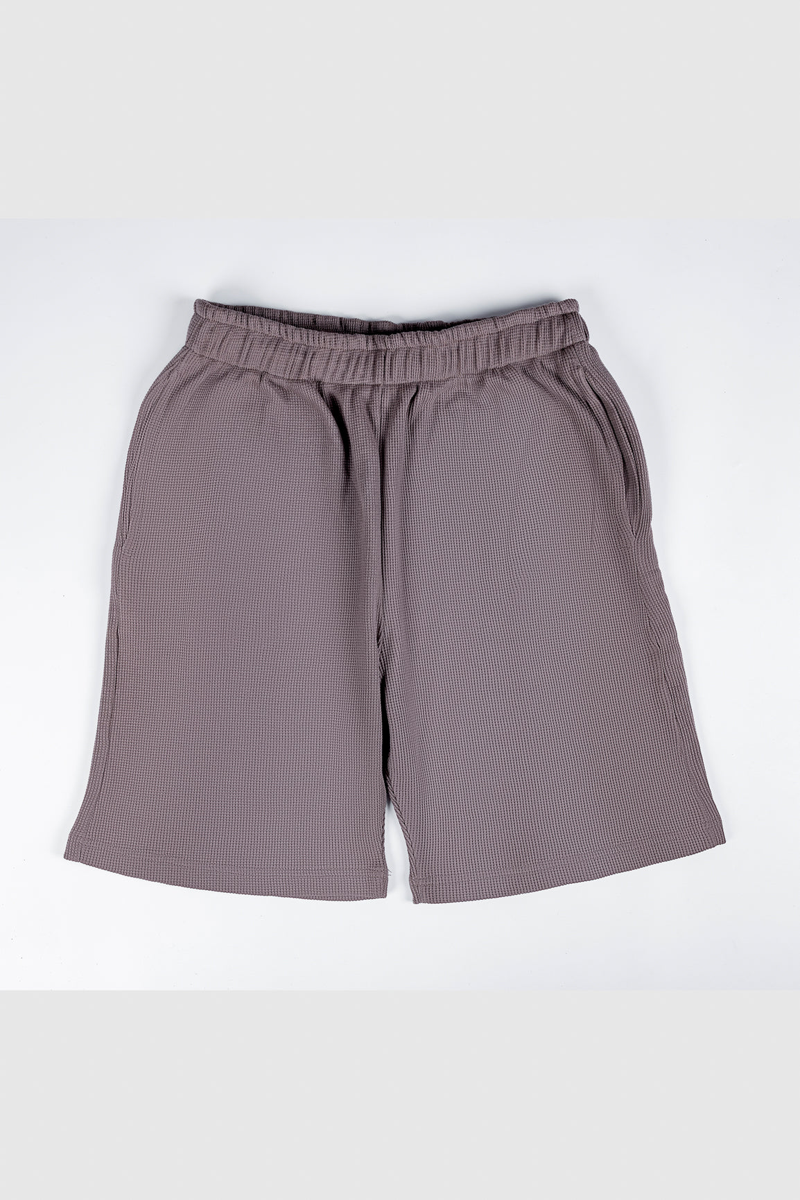 British Tan Waffle Textured Shorts with Hidden Drawstring- Men