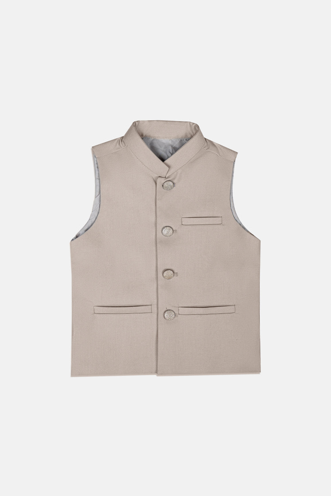 Beige Suiting Waistcoat - Straight Cut Buttoned - Kids